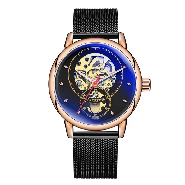 ORKINA montres mécaniques pour hommes boîtier en or Rose mode cadran creux montres-bracelets automat