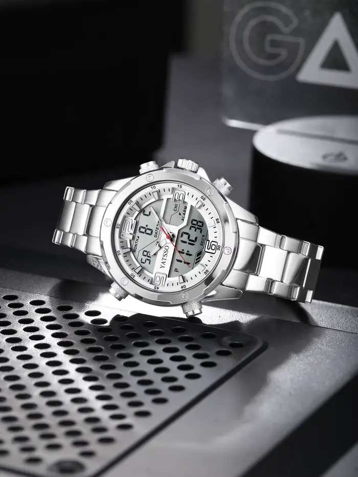 Montre hybride homme résistante à l'eau avec affichage analogique-digital et fonctionnalités avancées pour activités quotidiennes et sportives