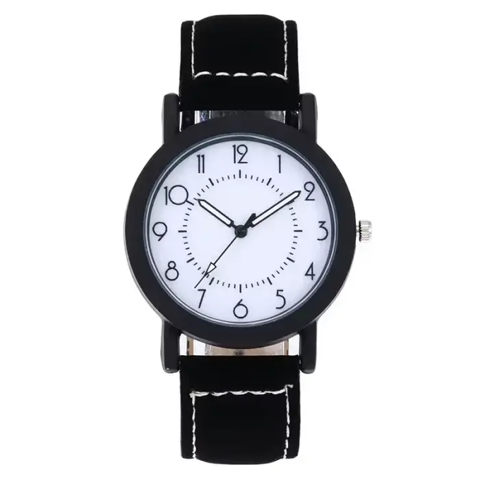 Montre-bracelet Quartz pour Femmes avec Grand Cadran et Bracelet en PU Blanc Brun Ivoire Occasions Spéciales