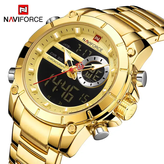 Montre-bracelet NAVIFORCE 9163 Quartz Résistante à l'Eau pour Hommes Occasions Spéciales Affaires Sport Chronographe Double Affichage