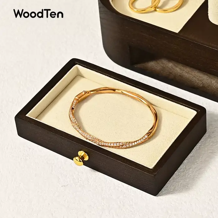 Présentoir de montre en bois massif avec tiroirs Double couche