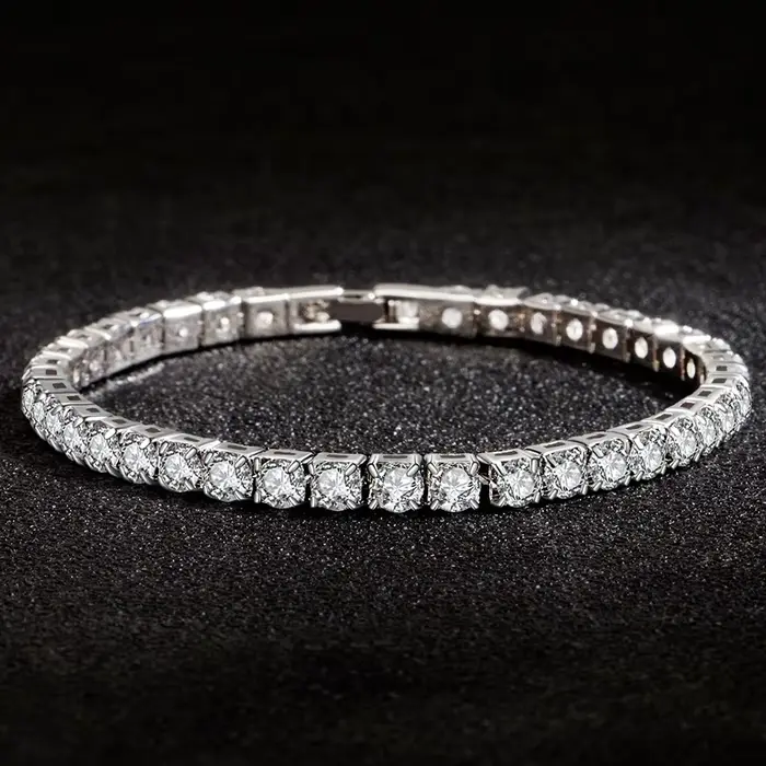 Bracelet Moissanite plaqué platine en argent S925 de haute qualité