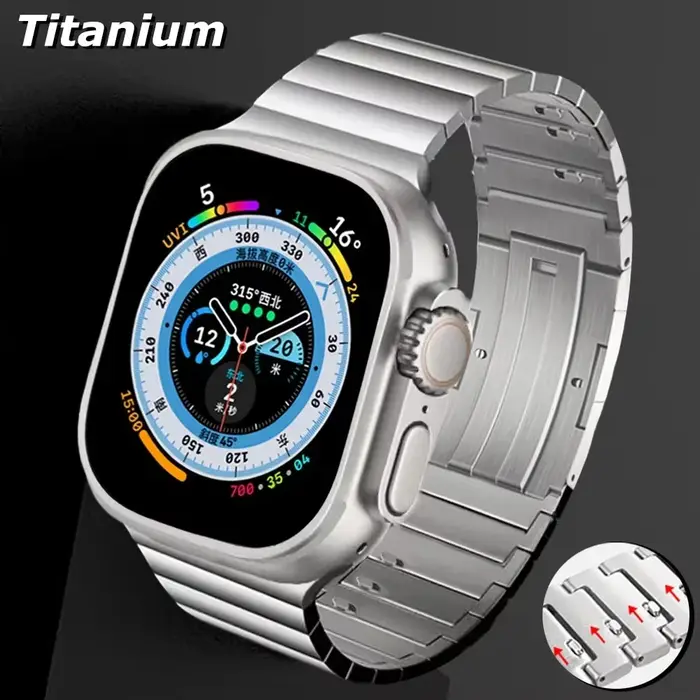 Bracelet à maillons en titane pour Apple Watch Ultra 2 49mm 41 45mm 42 44mm 46 40mm