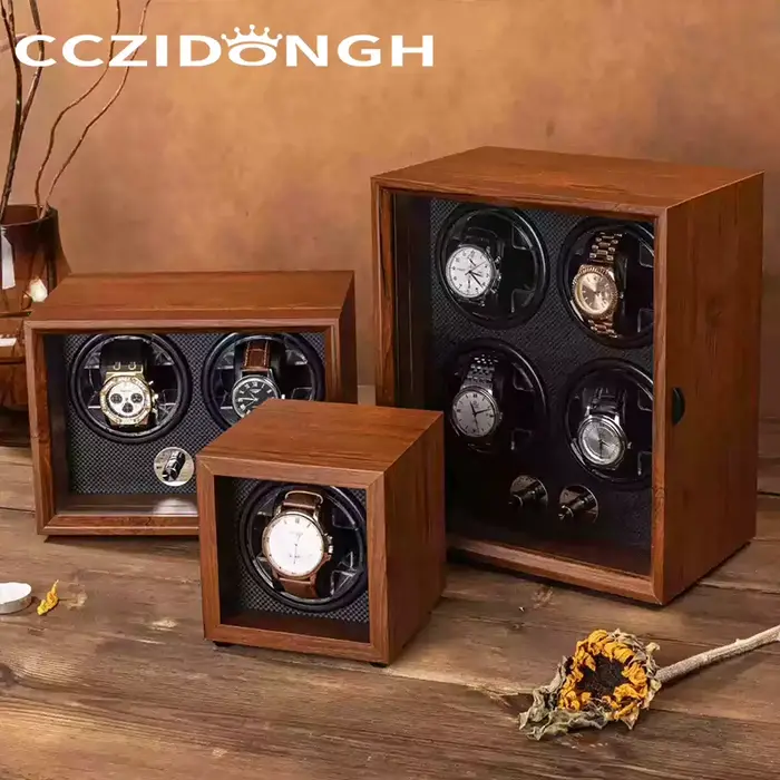 Boîte de remontoir de montre mécanique en bois avec plusieurs modes de rotation pour maintenance quotidienne et collectionneurs occasions spéciales