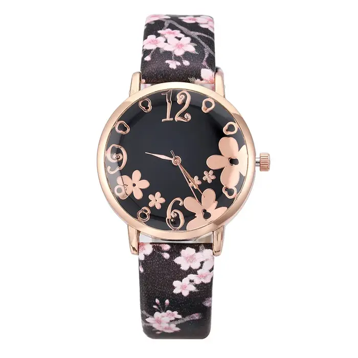 Montre pour femmes avec des fleurs colorées