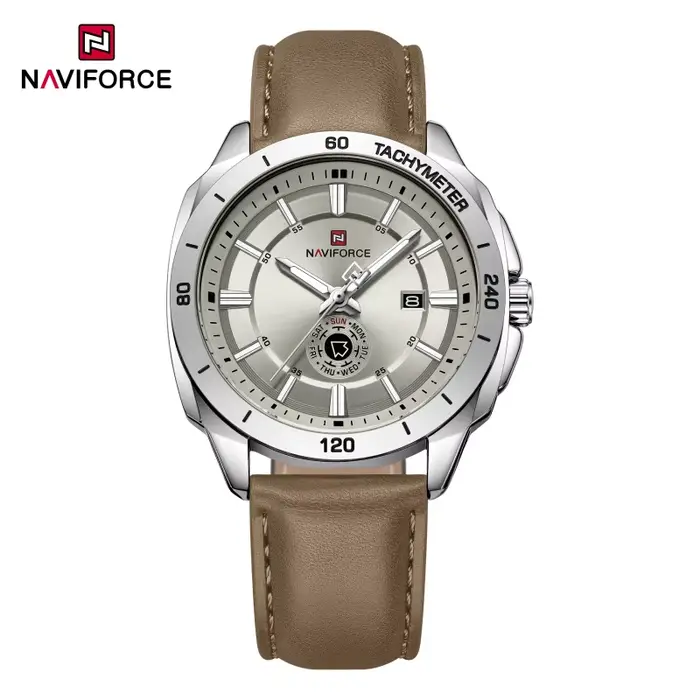 Montre sport pour homme NAVIFORCE, affichage de la date et du jour, bracelet en cuir tendance, mouve
