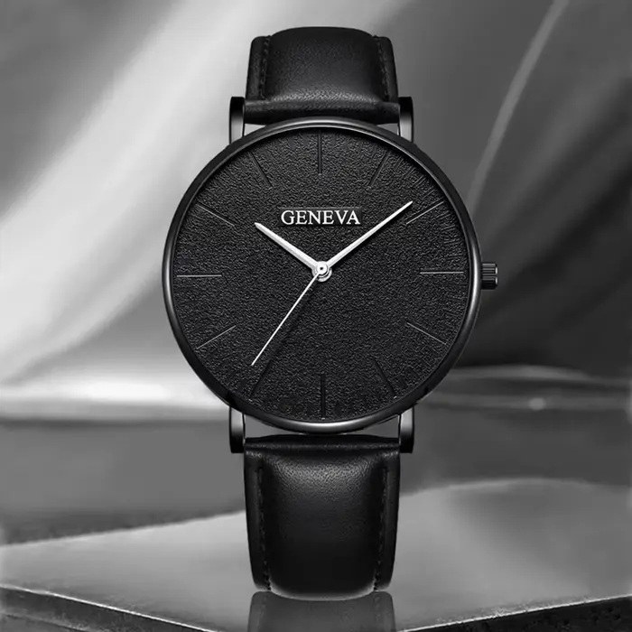 Nouveaux hommes montre de luxe Bracelet ensemble mode affaires en cuir marron montres à Quartz pour 