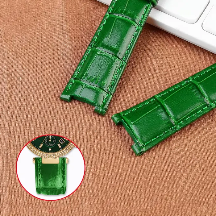Bracelet de montre en cuir de cercle cranté pour hommes et femmes