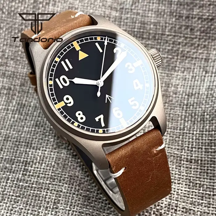 Tandorio titane NH35A 39mm montre de plongée pilote automatique pour hommes 20BAR saphir ultraléger étanche montre-bracelet vert lumineux