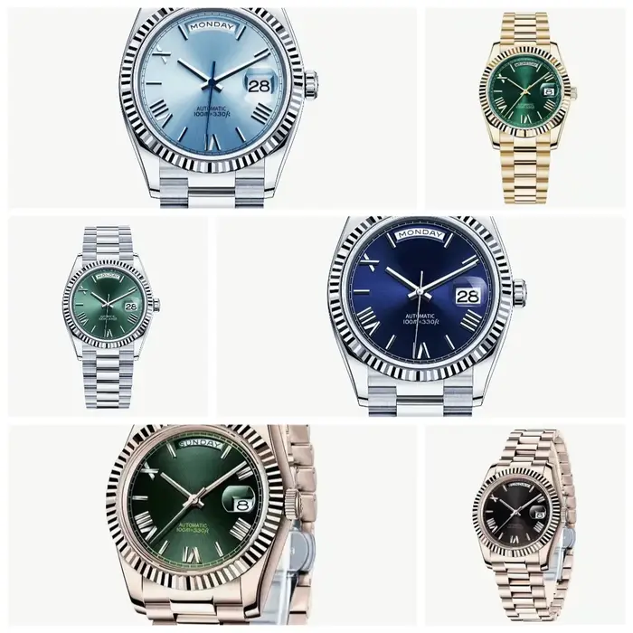 Montres mécaniques automatiques de luxe unisexes 36 mm 40 mm avec fonction jour et date