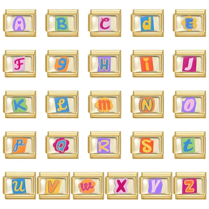 Bracelet italien coloré 26 lettres anglaises