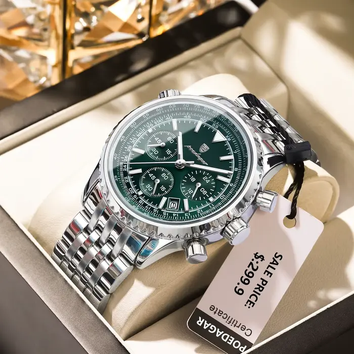 POEDAGAR montres de luxe pour hommes Date chronographe en acier inoxydable homme montre étanche lumineux Sport militaire