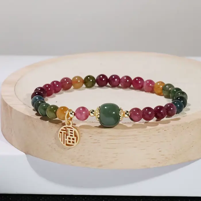 Bracelets perlés en pierre de cristal naturel pour femme