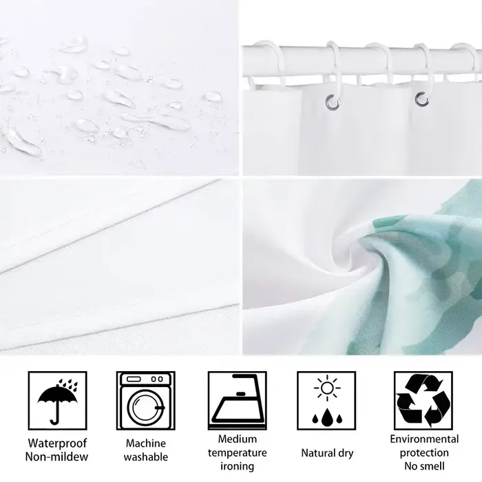 Rideau de Douche avec Plantes Vertes et Feuilles d'Eucalyptus