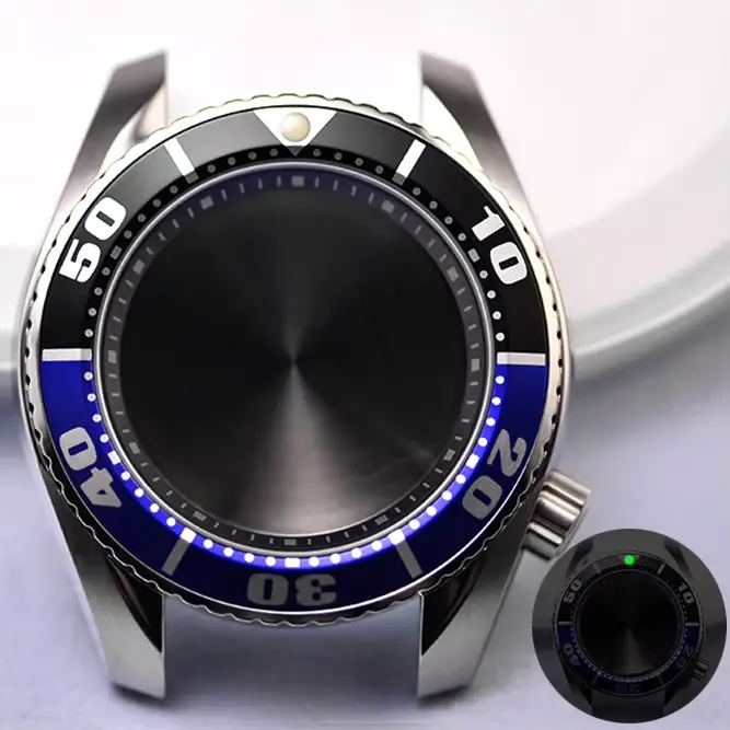 HEIMDALR pièces de montre solide 42mm acier inoxydable poli SBDC/boîtier Sumo bleu noir lunette saph