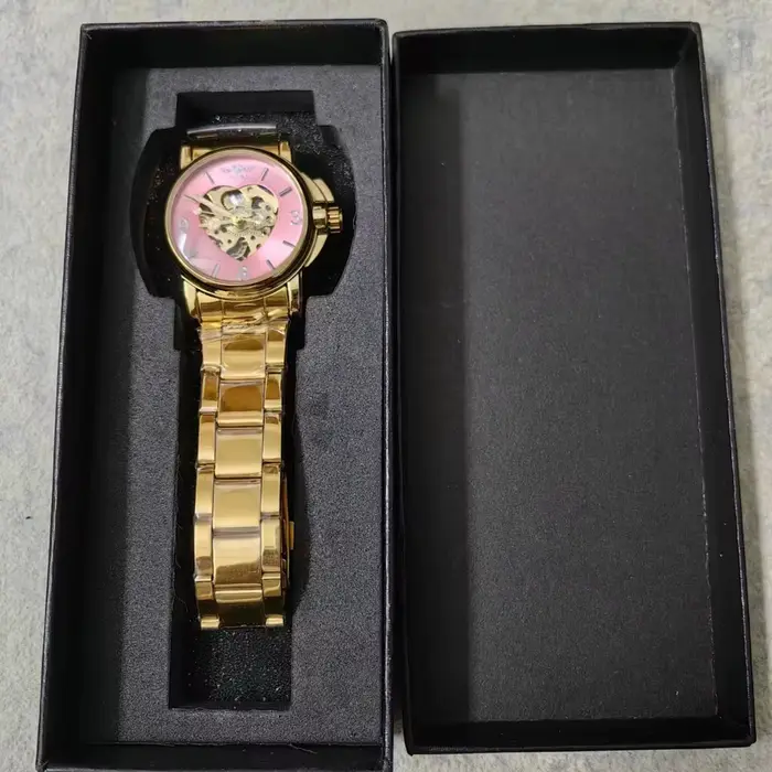 Nouvelle mode élégante rose or squelette montre automatique pour les femmes mode amour marque de lux