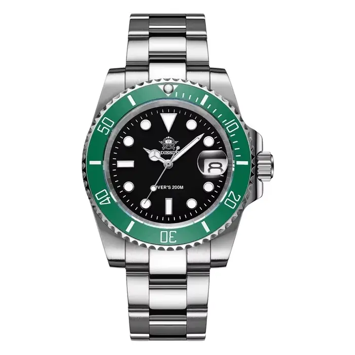 ADDIESDIVE 41mm montre à Quartz pour hommes montre-bracelet en verre bombé lunette en céramique étan