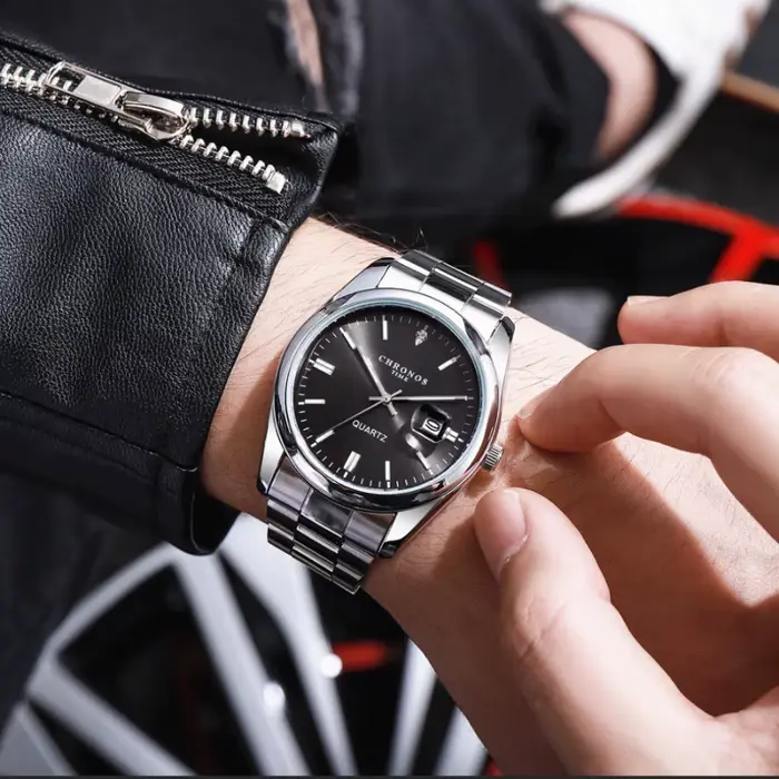 CHRONOS Top marque de luxe homme montre-bracelet étanche lumineux Date hommes montres en acier inoxydable Quartz montre