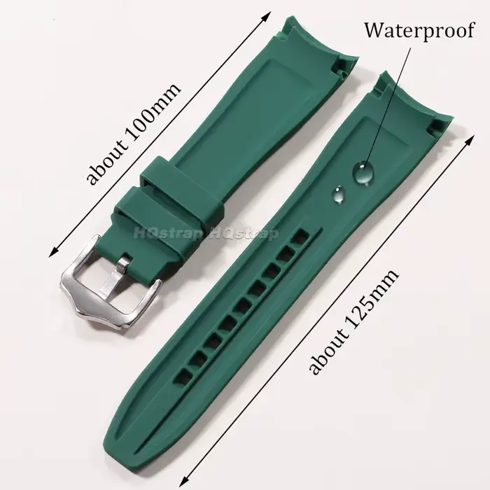 20mm 22mm Bracelet en caoutchouc haute qualité extrémité incurvée