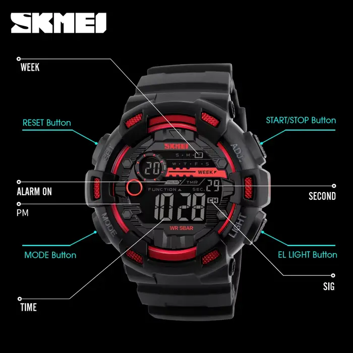 Montre de sport numérique étanche pour homme