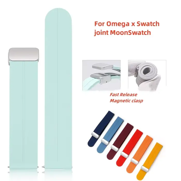 Bracelet de montre en silicone Omega X Swatch design lune pour homme femme occasions spéciales sport confortable