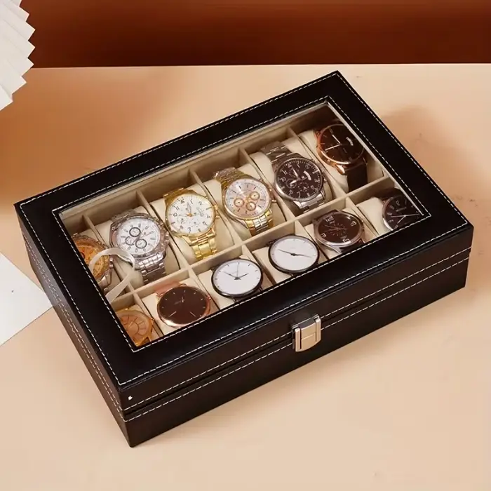 Nouvelle Boîte de Rangement de Luxe 2026 pour 12 Montres avec Serrure Sécurisée