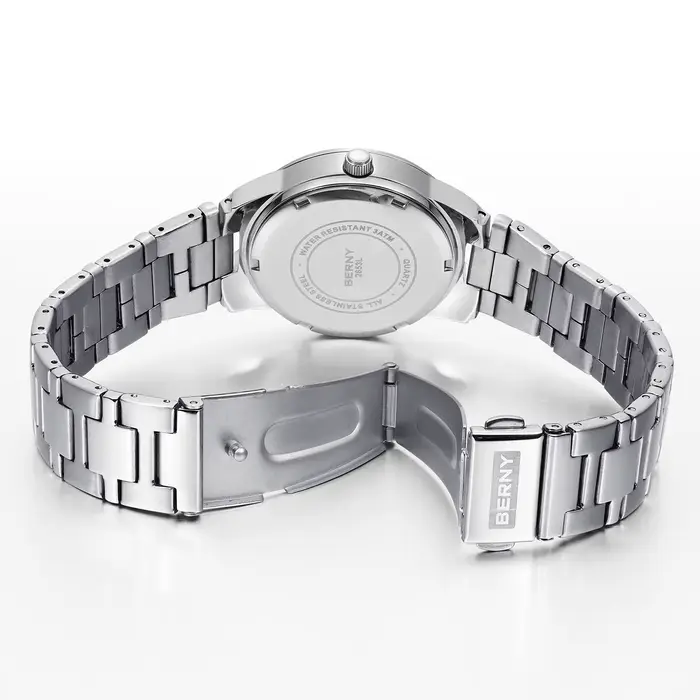 Montre Berny pour Femmes Cadran Lumineux Complexe en Acier Inoxydable Occasions Spéciales et Journées Décontractées