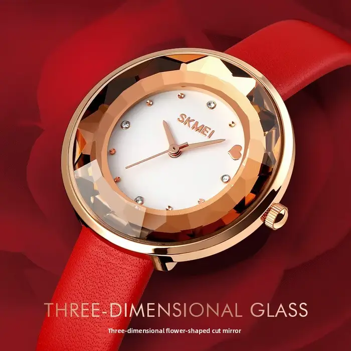 Nouvelle montre à quartz pour femme 2025 : cadran floral 3D