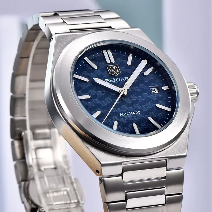 BENYAR classique affaires montre de sport mécanique automatique bracelet en acier inoxydable boîtier en alliage étanche montres lumineuses pour homme