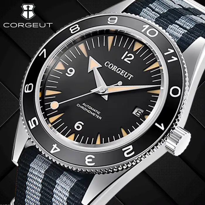 CORGEUT 41mm hommes d'affaires montre de luxe NH35 automatique mécanique verre saphir
