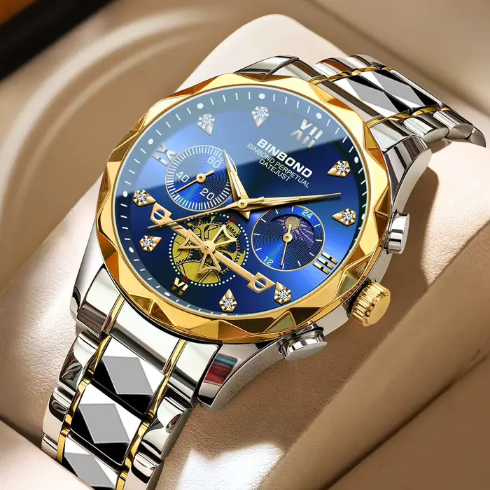 Montre pour hommes haut de gamme affaires étanche bracelet en acier lumineux montre à quartz multifo
