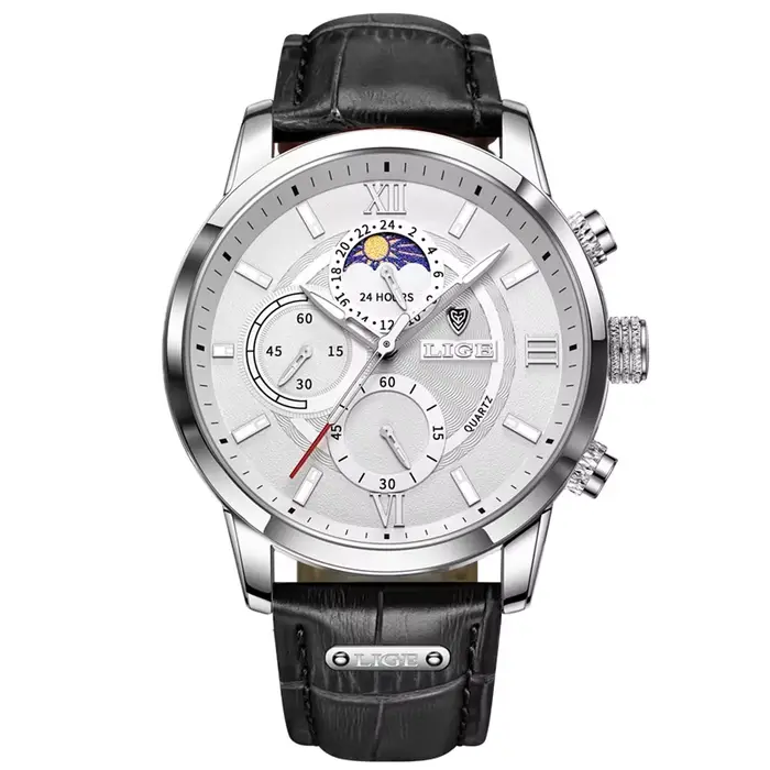 LIGE-Montre à quartz en cuir marron étanche pour homme, horloge de sport décontractée, marque supéri