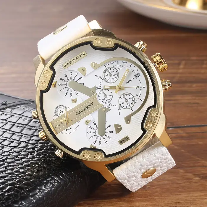 Montre sportive luxueuse Cagarny avec double affichage d'heure pour homme, style casual, cadran rond, résistance à l'eau, idéale pour les occasions spéciales et les cadeaux