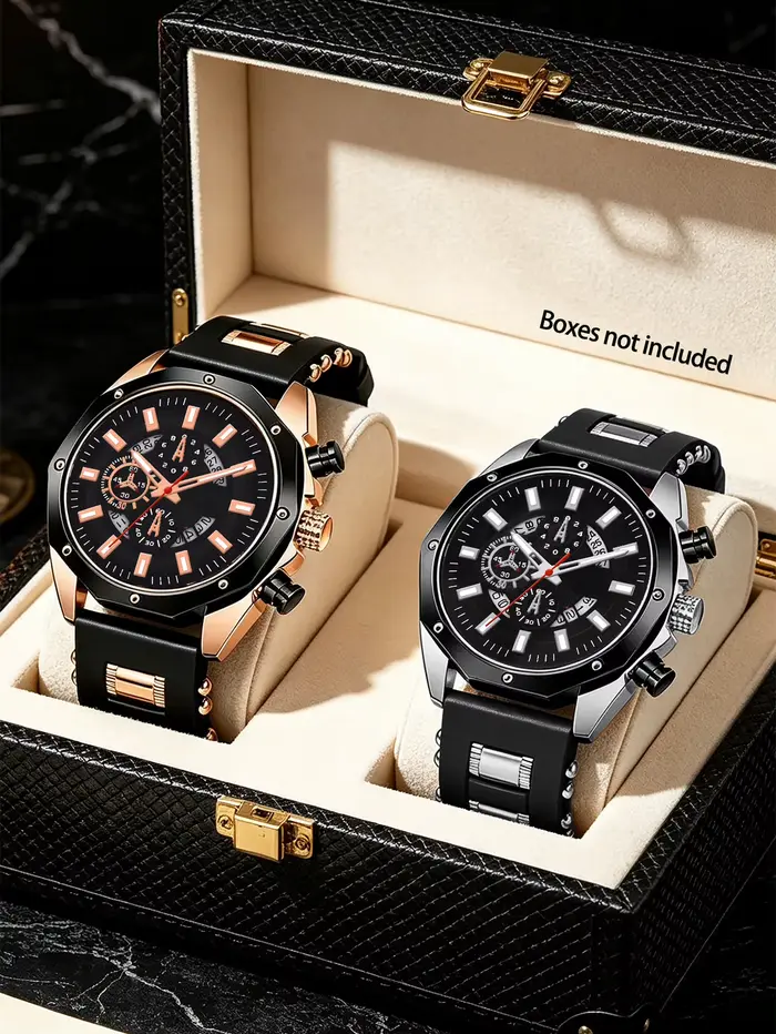 Montre-bracelet à quartz en silicone pour couple avec calendrier, boîtier en alliage, pour usage quo