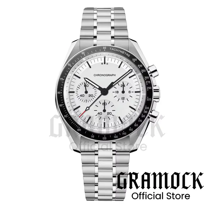 Montre multifonction à quartz VK63A pour homme résistante à l'eau avec affichage de la vitesse et de la phase de la lune occasions spéciales et quotidiennes