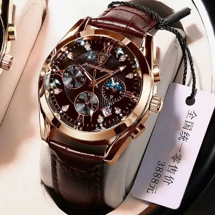 POEDAGAR hommes montre nouvelle marque de luxe étanche lumineux Sport montre-bracelet Quartz militaire en cuir véritable Relogio Masculino