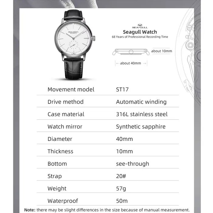 Seagull nouvelle montre d'affaires montres mécaniques pour hommes 50 m étanche en cuir Valentine mon