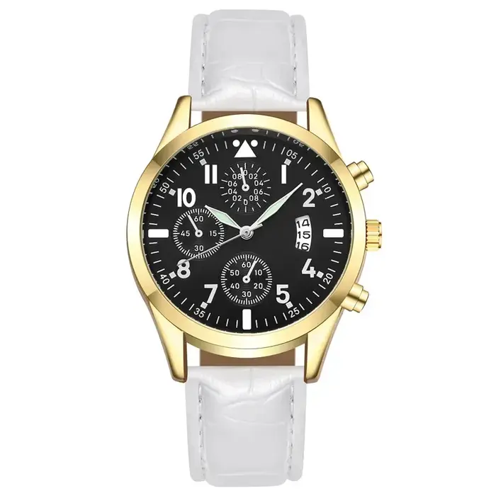Montre en cuir avec calendrier pour homme