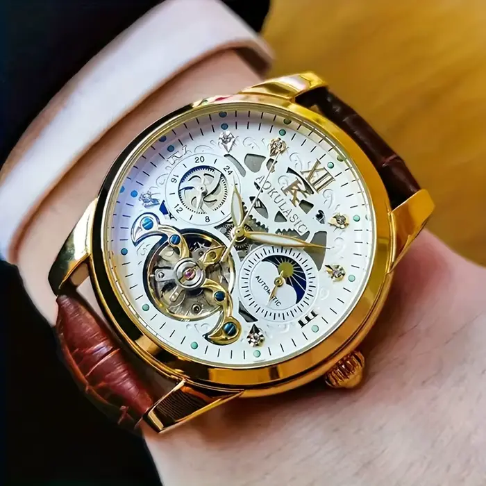 Montre mécanique entièrement automatique à tourbillon de luxe haut de gamme pour hommes