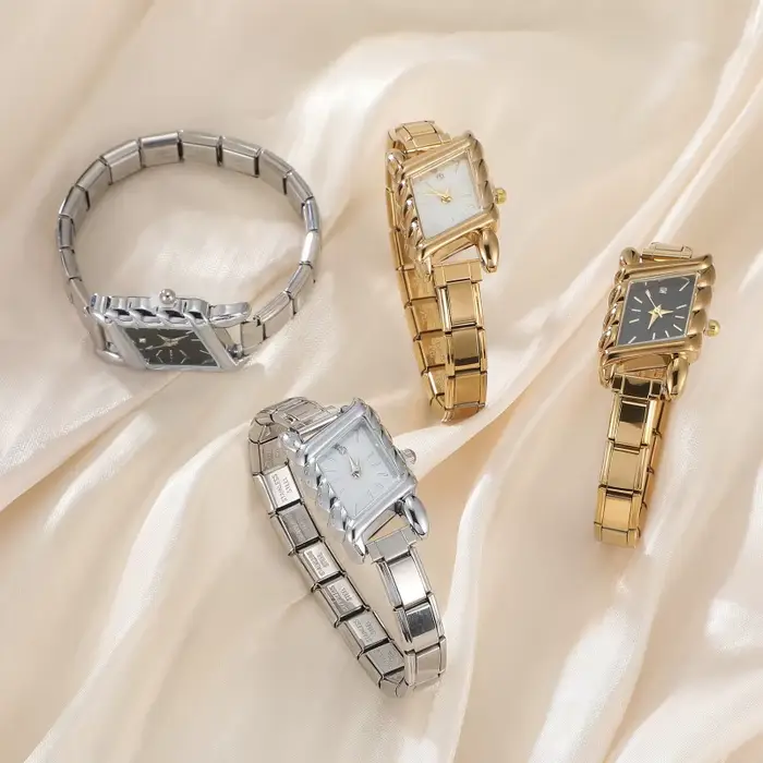 Montre carrée en acier inoxydable pour hommes et femmes