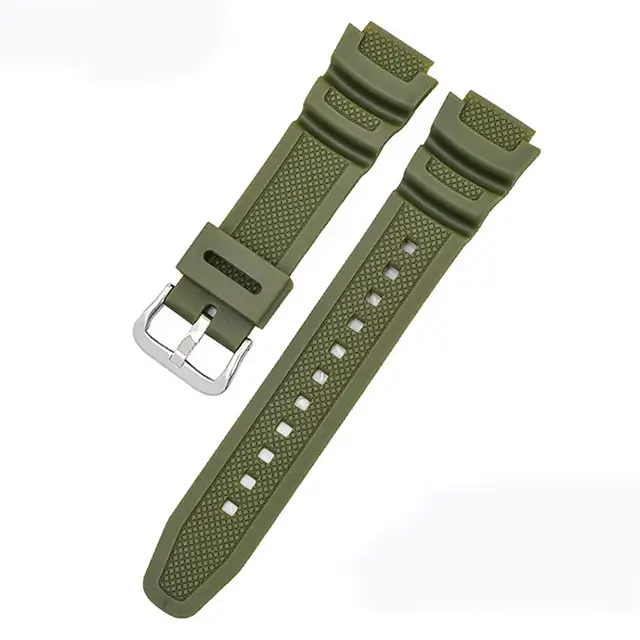 Bracelet de montre 18mm pour CASIO AE1200 / 1300 / 1000 W-219 Bracelet de montre en caoutchouc de Si