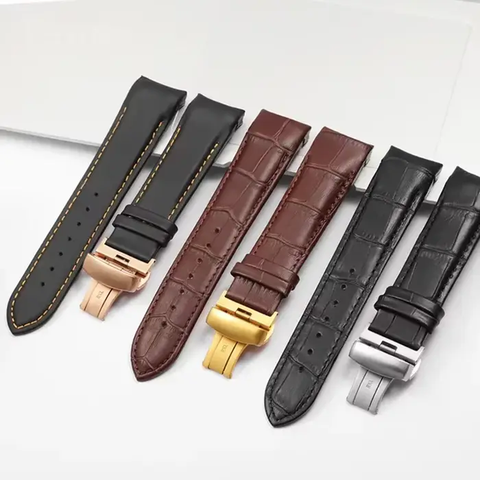 Bracelet de montre en cuir véritable pour homme
