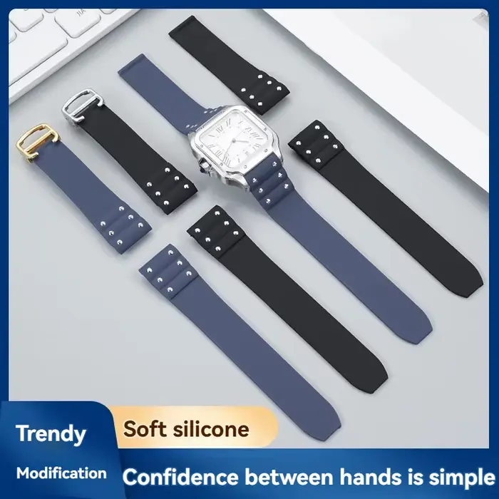 Bracelet de montre en caoutchouc/silicone véritable de 21 mm