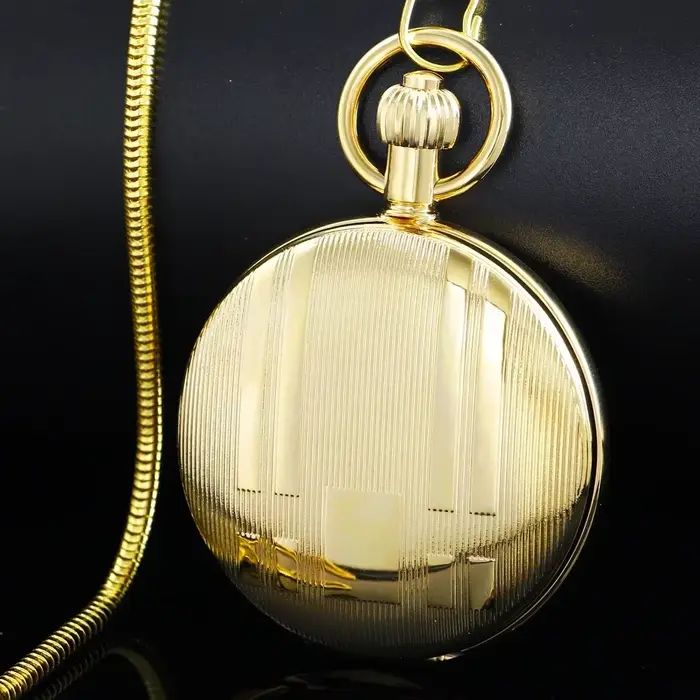 Montre de poche mécanique automatique en or pour hommes et femmes
