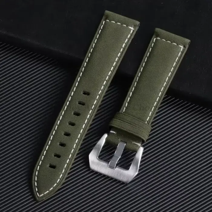 Bracelet de montre en cuir véritable noir bleu marron Vintage mat