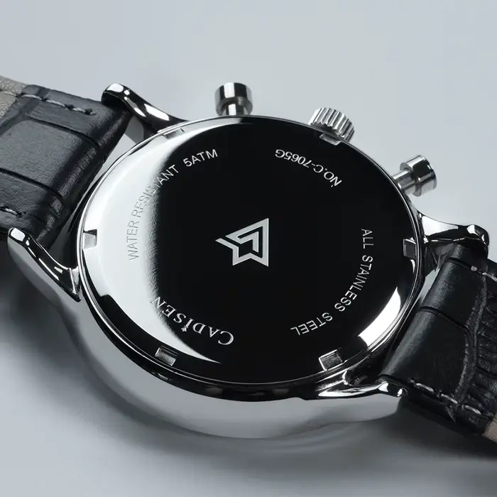 CADISEN montre à Quartz hommes marques de luxe chronographe MIYOTA 0S11 mouvement Sunburst cadran saumon AR verre enduit montres étanches