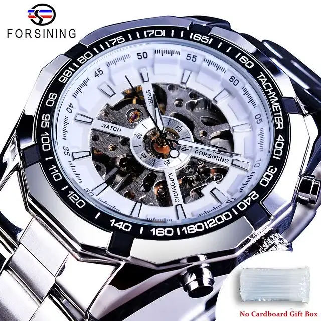 Forsining-Montre-bracelet étanche en acier inoxydable pour homme, montres de sport transparentes, mo