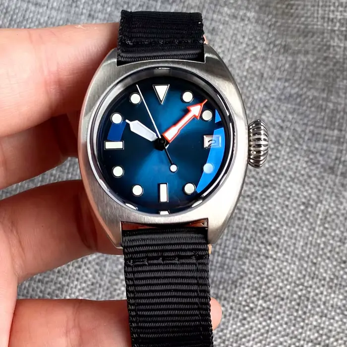 Montre automatique Tandorio 36mm édition limitée résistante à l'eau avec bracelet nylon pour homme occasions spéciales