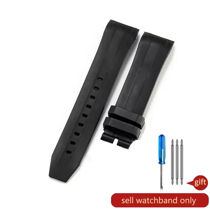 Bracelet de montre en caoutchouc silicone durable, étanche et résistant à la transpiration, interfac