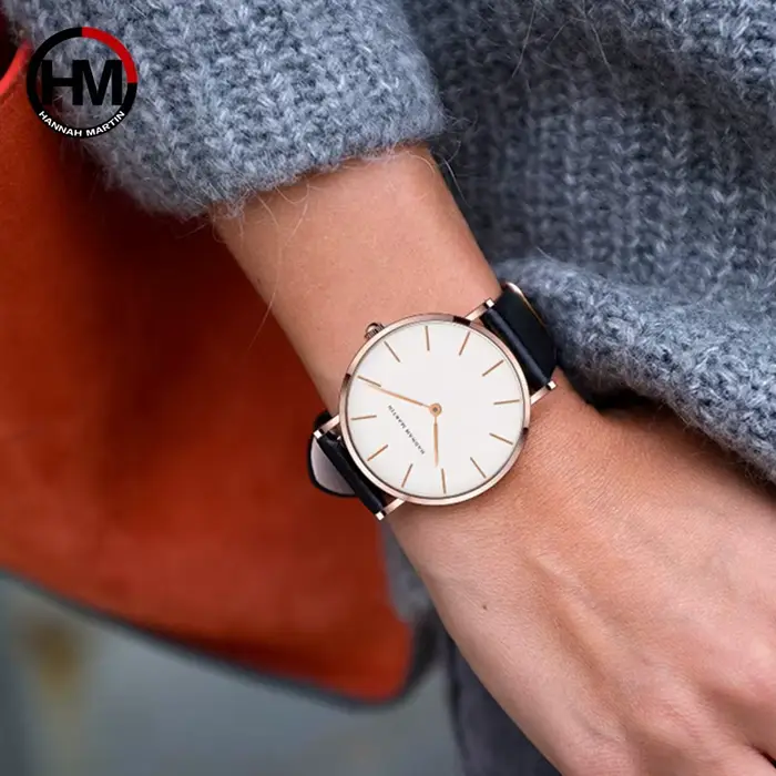 Montre en cuir Hannah Martin élégante résistante à l'eau pour femmes occasions spéciales